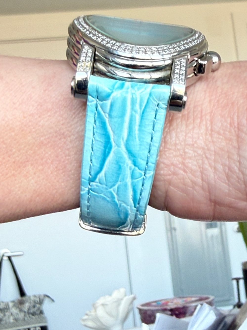 Women's Blue Crystal-Accent Chronograph Watch Ice Link Brand - Picture 9 of 10